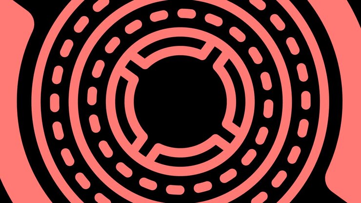 Graphic design that rotates in the center and increases the size, to cover the entire background and disappear.