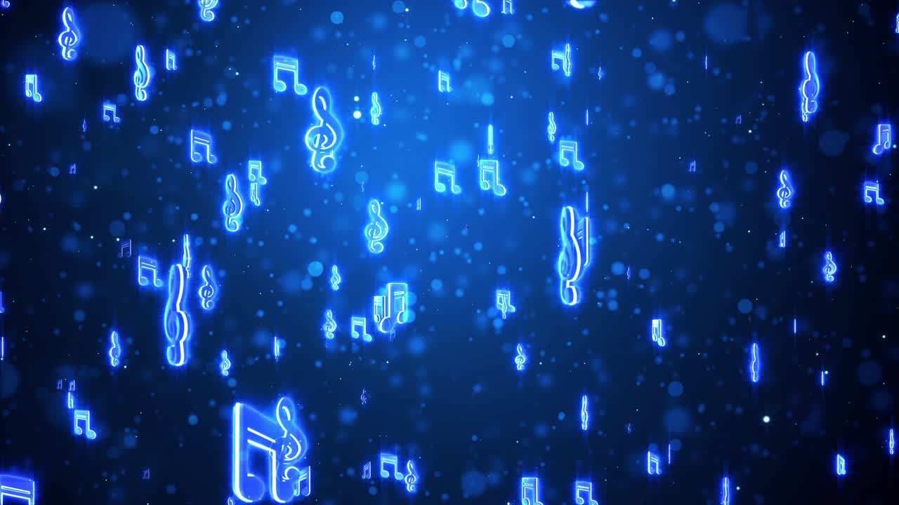 Abstract Glowing Music Notes Background