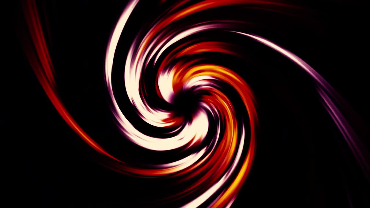 embudo de neón con rayos retorcidos coloridos, bucle sin costuras. movimiento. líneas brillantes curvas en un fondo negro que se asemeja a un tornado