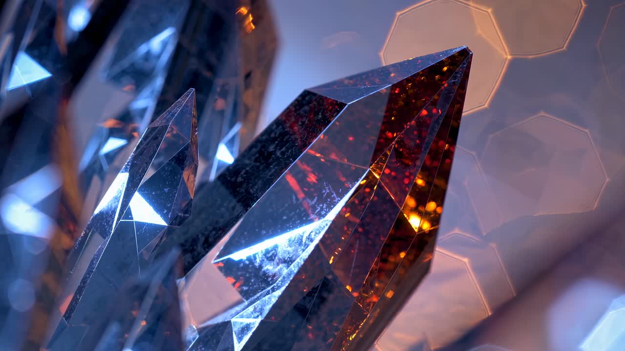Close-up video of sparkling crystals with a shallow depth of field