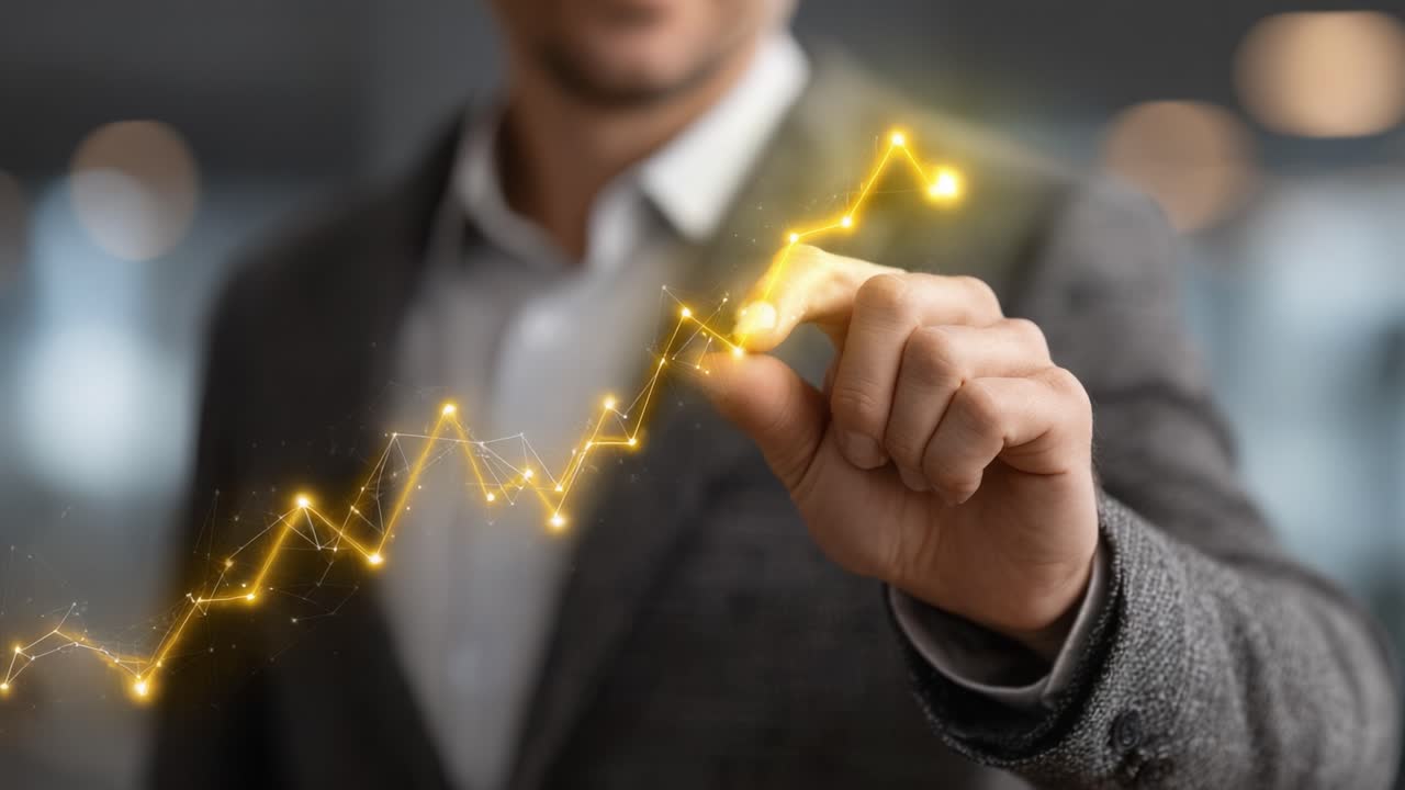 A Business Professional Enhancing Growth Metrics Through Innovative Data Visualization Techniques in a Modern Office Setting