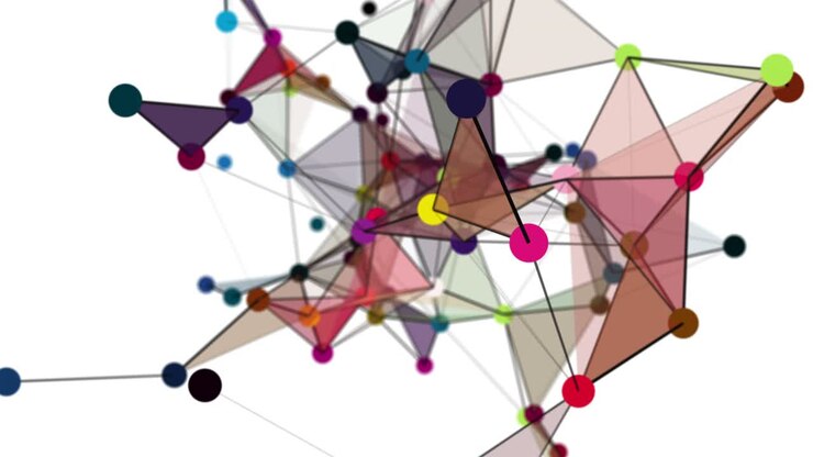 Fantastic plexus animation with modern triangles in slow motion, 4096x2304 loop 4K