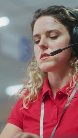 woman working in a call center