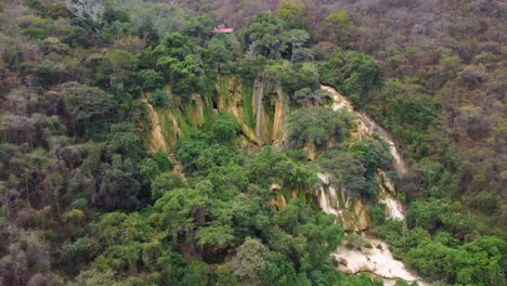 una filmación cinematográfica de drones de las mil cascadas ubicadas en taxco en el parque nacional, méxico