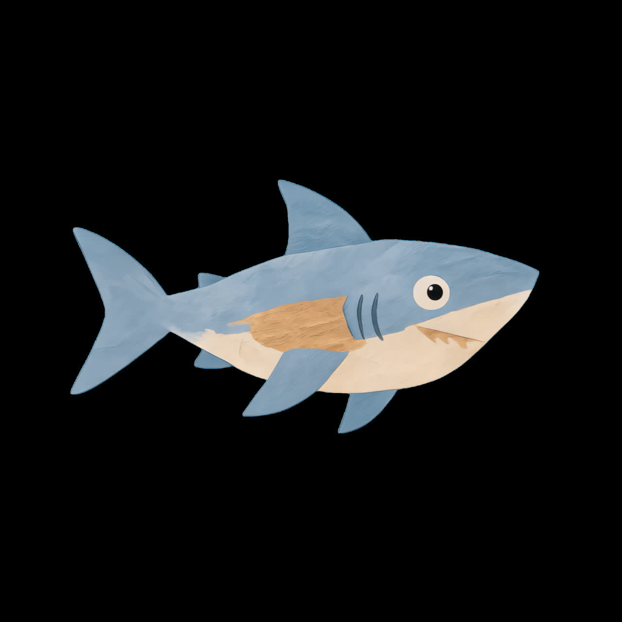Cute cartoon shark illustration animation isolated asset, transparent 4K video, alpha channel
