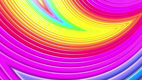 abstract 3d seamless bright background in 4k with rainbow tapes. rainbow multicolored stripes move cyclically in simple geometry cartoon creative style. looped smooth animation. 34