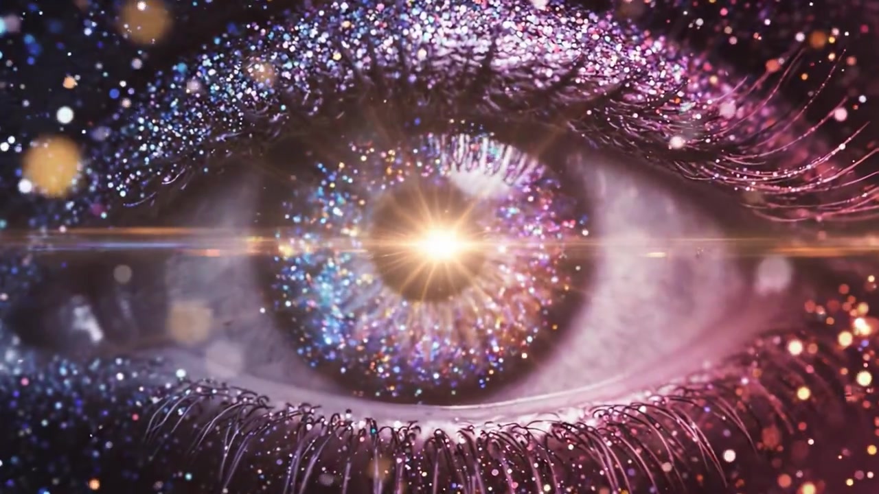 Un viaggio enigmatico attraverso il cosmo: esplorando la connessione tra una nebulosa stellare e un occhio scintillante, fondendo l'universo invisibile con la percezione umana.