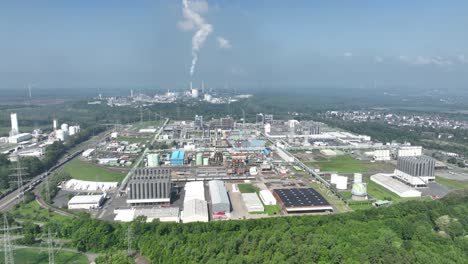the chemiepark knapsack in germany, chemical park. aerial drone video