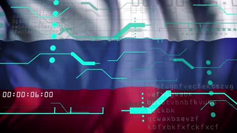 Animación-Del-Procesamiento-De-Datos-Sobre-La-Bandera-De-Rusia.