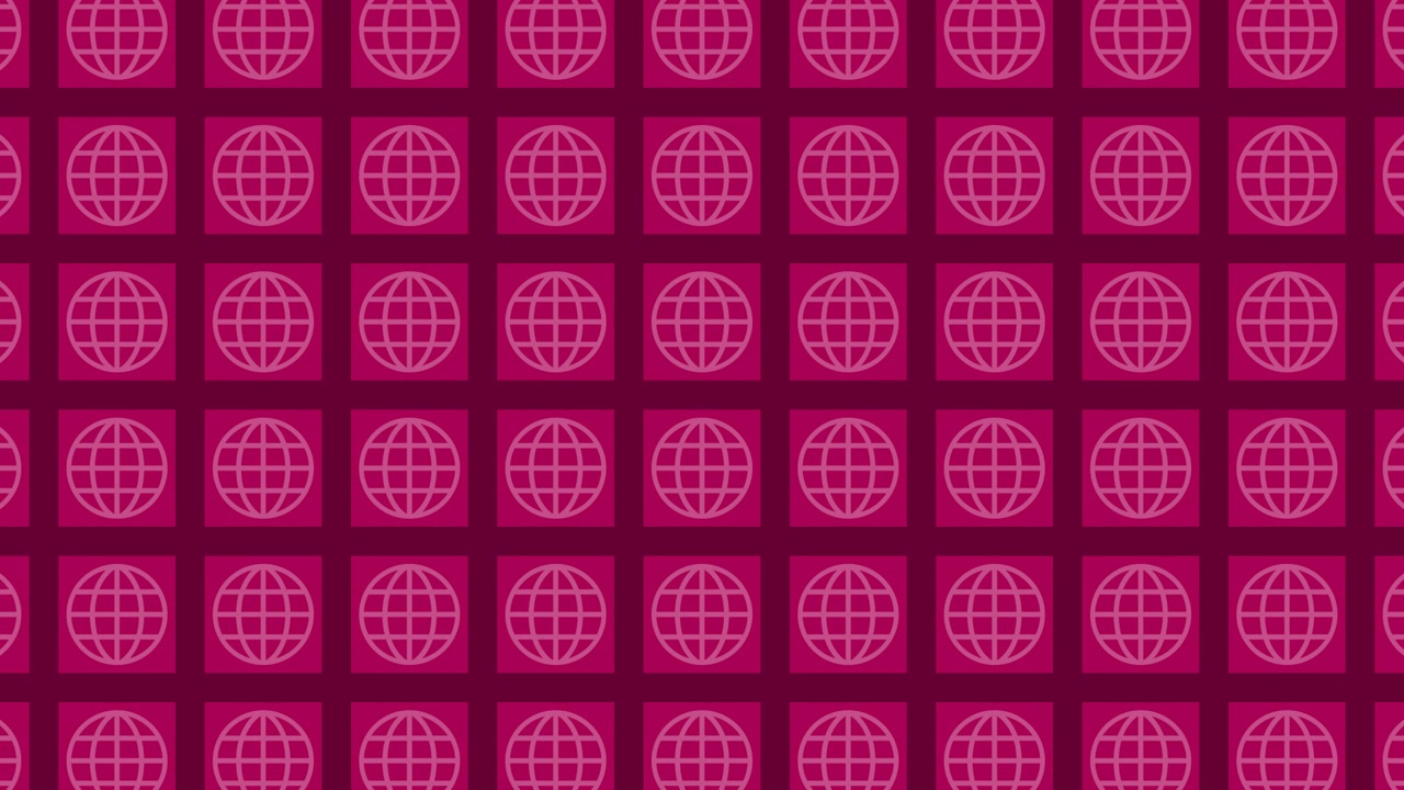 Gentagende globusmønster i mørkerød/pink