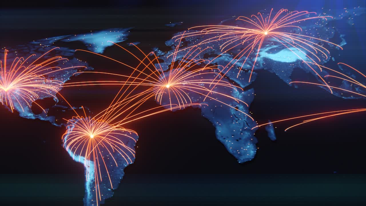 3d 애니메이션에서 지구의 기술 세계화: 회전하는 행성의 글로벌 비즈니스 점