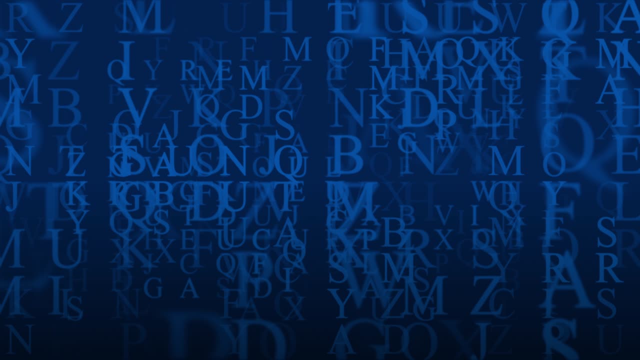 letras que se desplazan por la pantalla. bucle