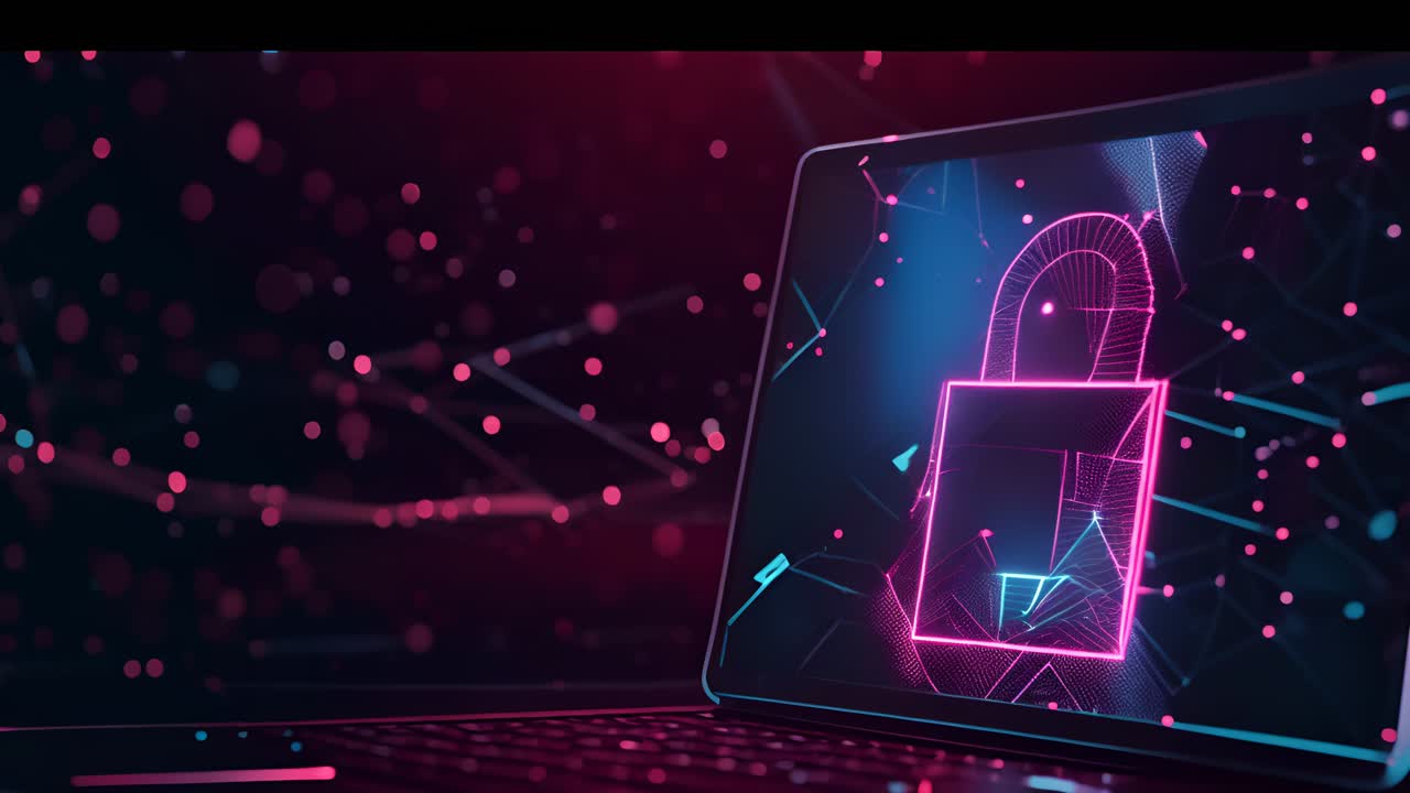 Laptop Screen Showing a Digital Lock Icon