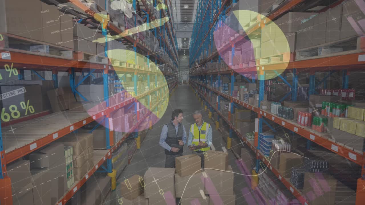 animación del procesamiento estadístico de los hombres que trabajan en el almacén