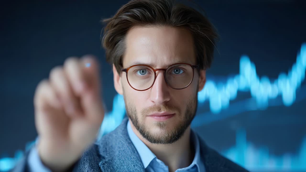 A Confident Businessman Demonstrates Leadership While Engaging in Analytical Decision-Making, Signifying Growth and Strategy in a Modern Corporate Environment