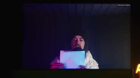 man recording in a studio