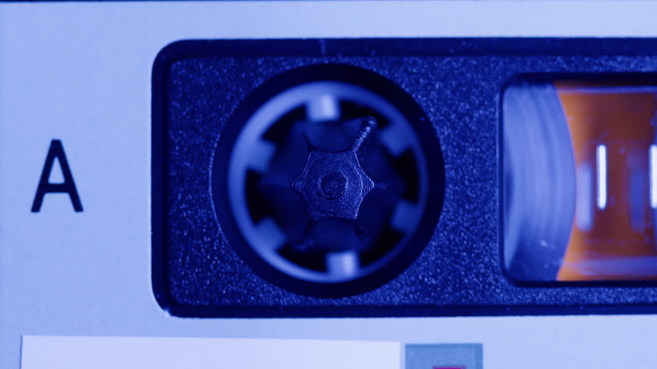 Close-up of an Audio Cassette Player Mechanism