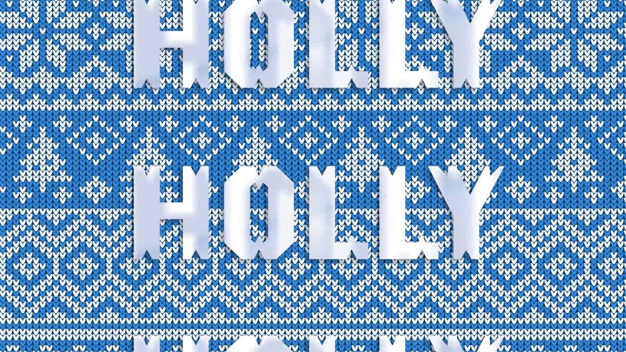 파란색 배경 에 크리스마스 에 반복 되는 홀리 텍스트 의 애니메이션