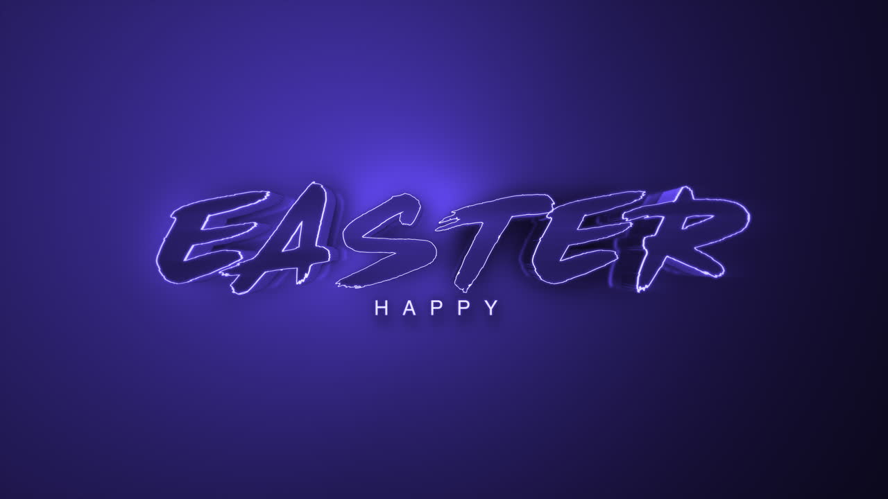 Monochrome Happy Easter on purple gradient