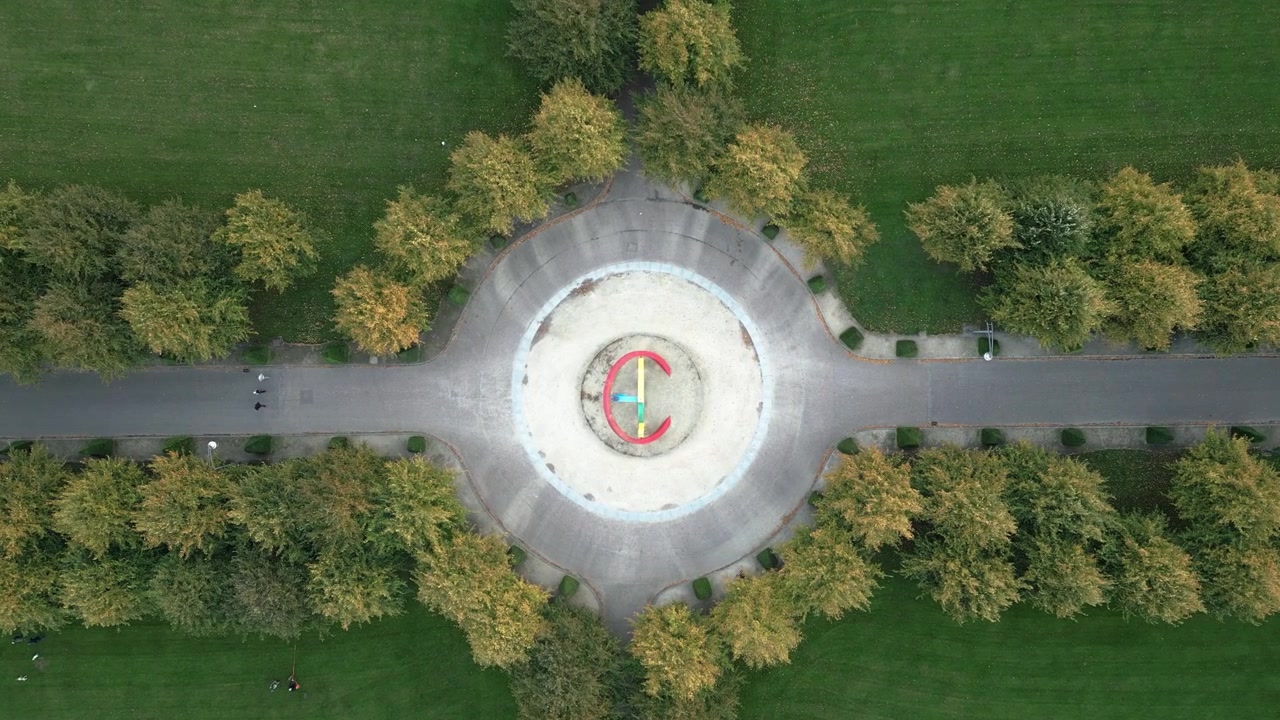Monumento a los Juegos de la Commonwealth Glasgow 2014, vista aérea, cenital