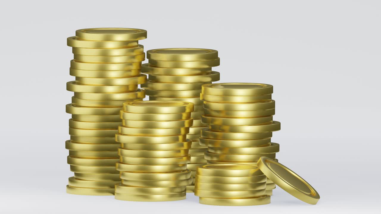 las pilas de monedas de oro crecen