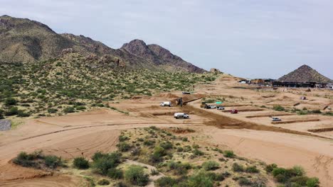 Push-in-with-rotation-of-construction-site-near-the-McDowell-Sonoran-Preserve,-Scottsdale,-AZ