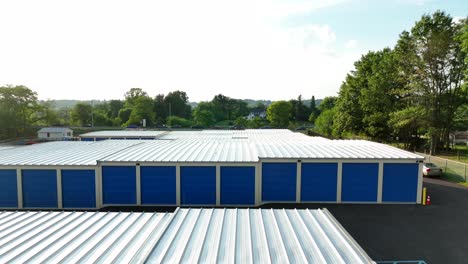 aerial reveal of self-storage unit building