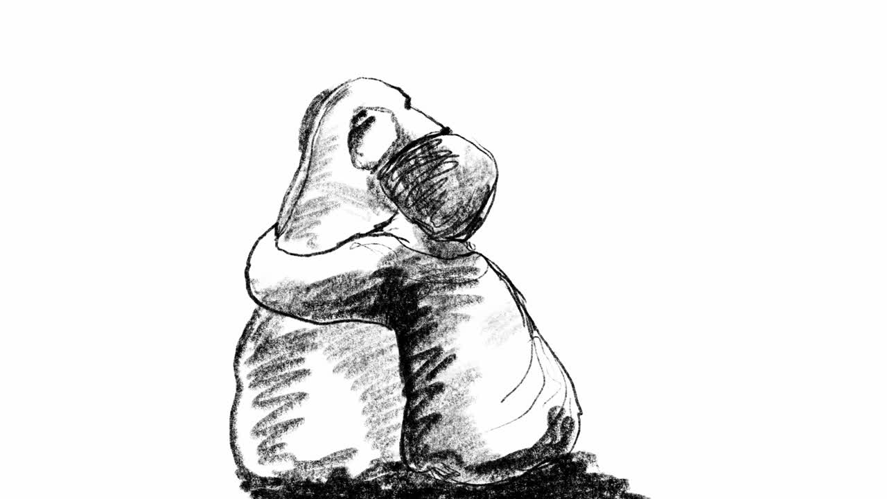 niño o niña dibujado a mano con un perro abrazando animación