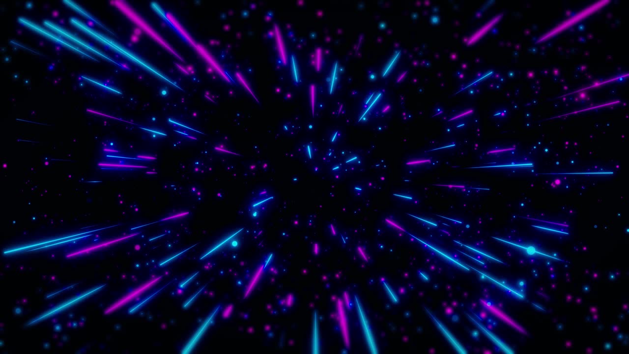 Neon abstract interstellar travel lines zoom warp through hyperspace background speed of light neon