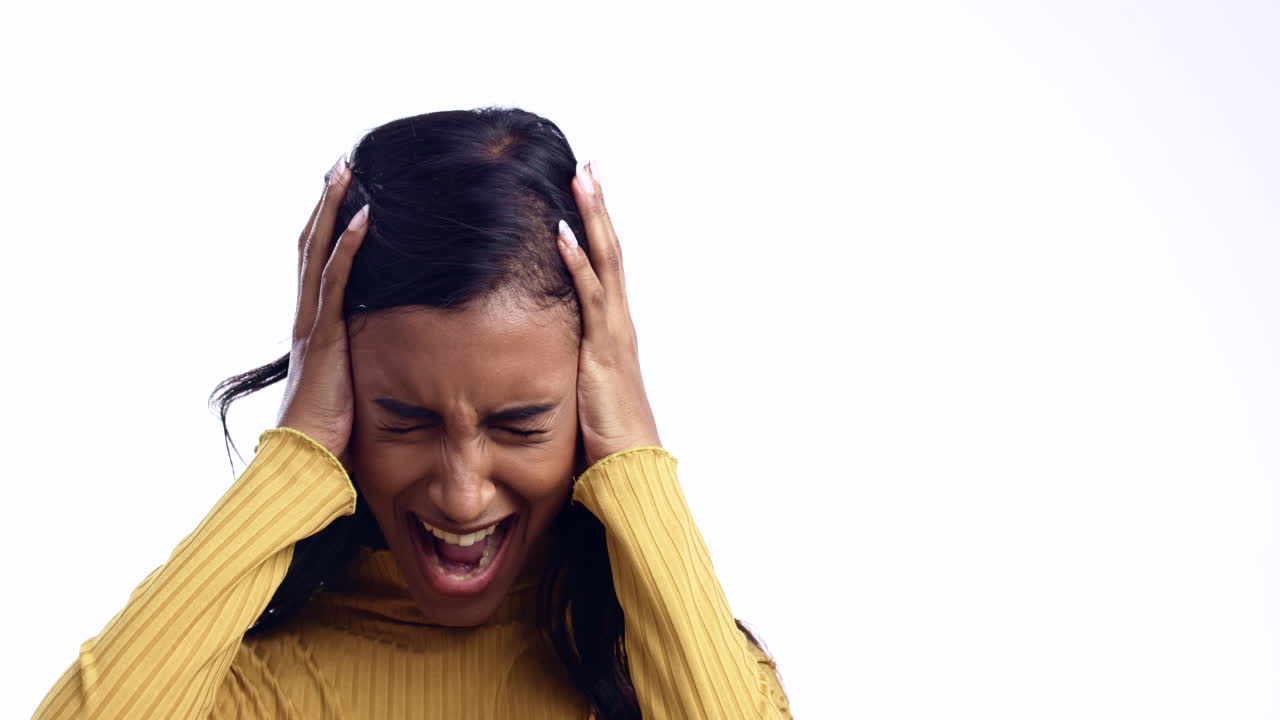 Scream, frustrated and anxiety of a woman