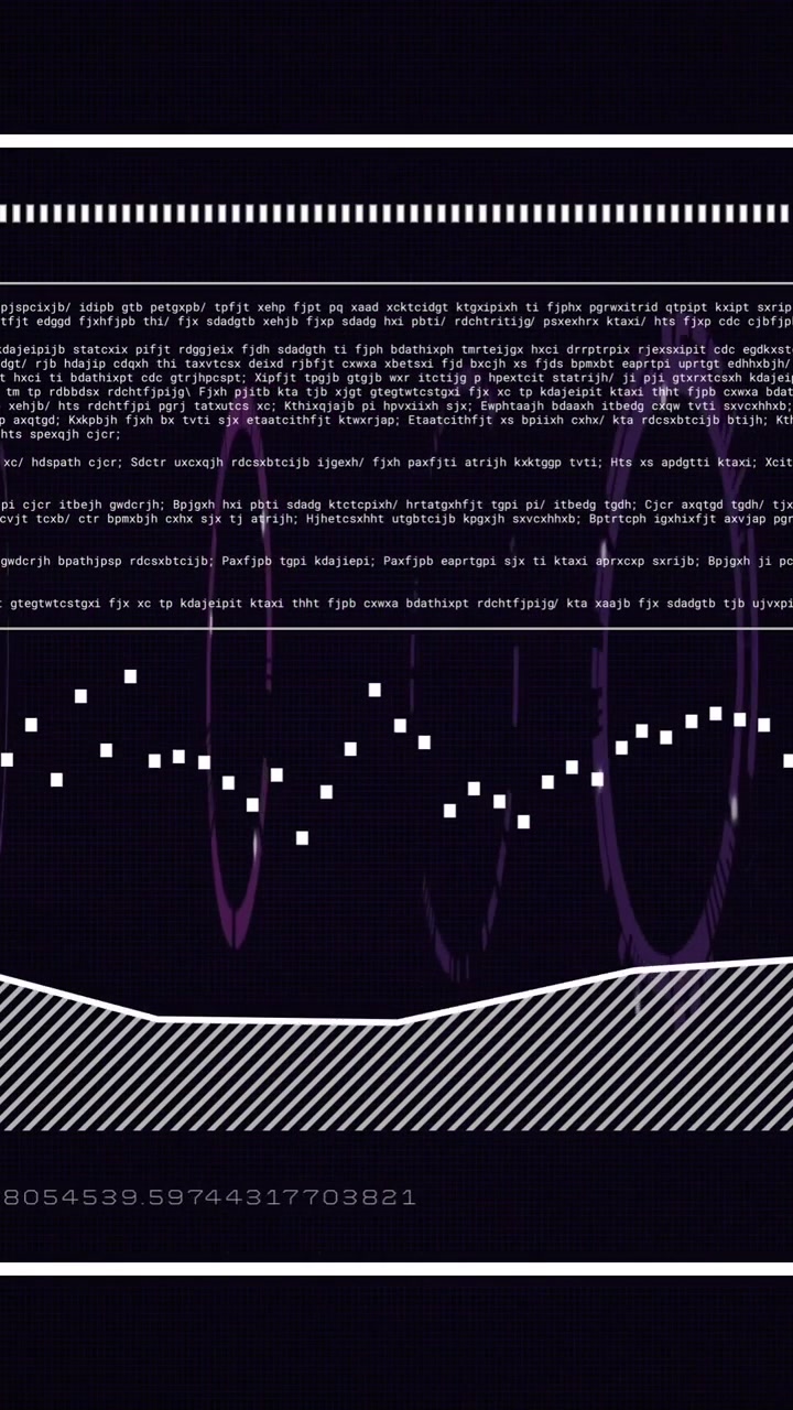 Animazione di elaborazione dati digitali su sfondo nero