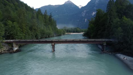 Bridge Over River Drone Flyover