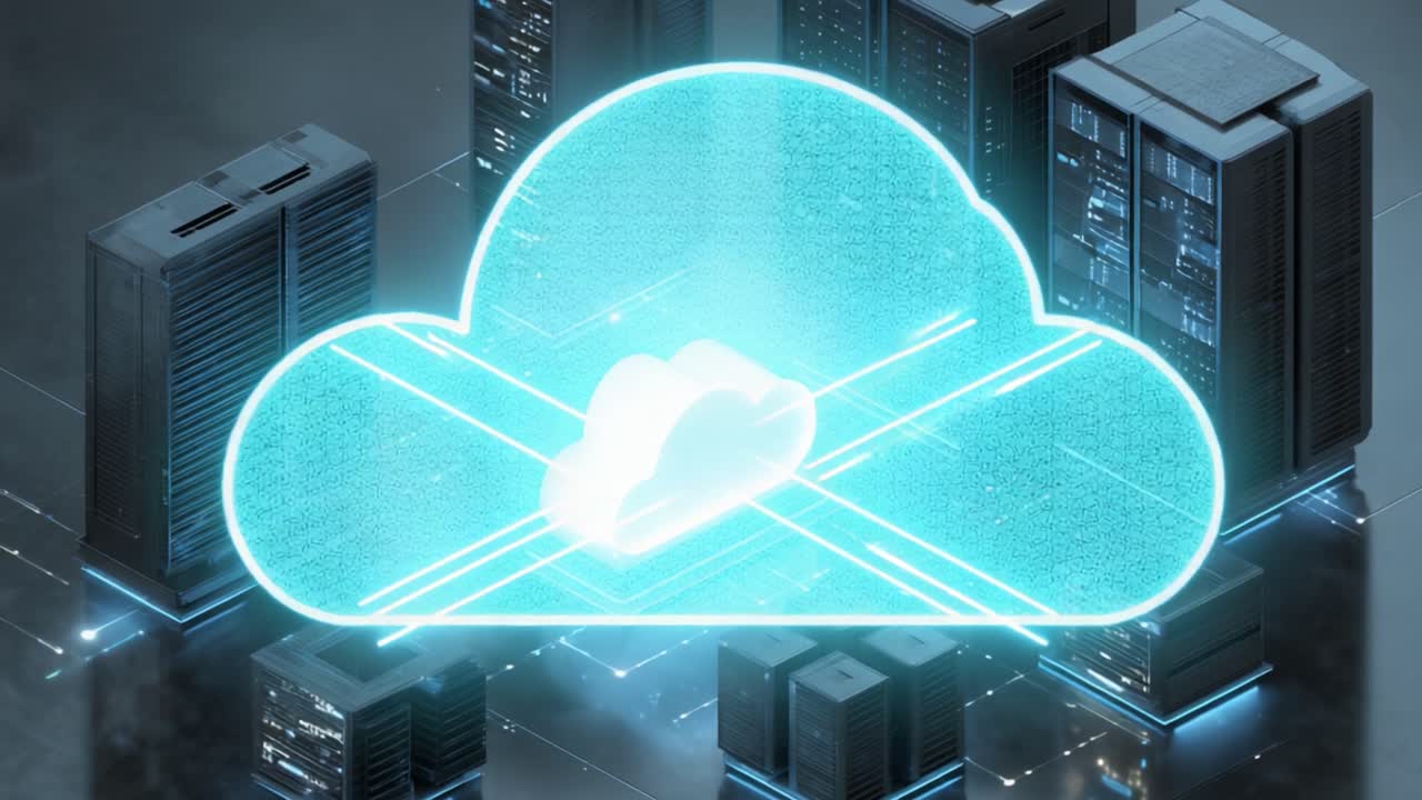 Visual Representation of Cloud Computing With Virtual Cloud and Data Centers Highlighting Modern Technology and Connectivity in a Digital Landscape
