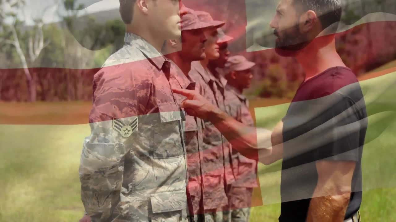 군인 들 위 에 있는 영국 의  ⁇ 발 의 애니메이션