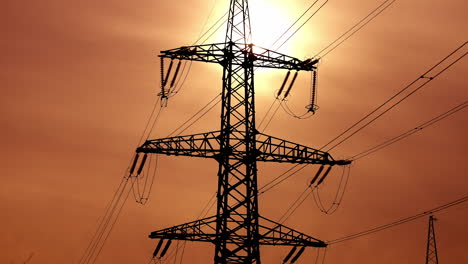 high power electricity poles. view of high voltage electrical transmission tower