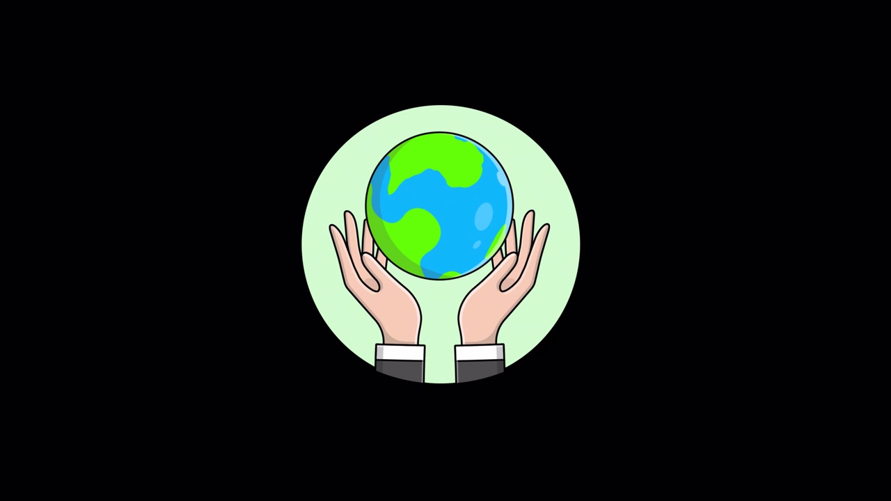 Animated Hands Holding and Protecting a Spinning Earth Globe