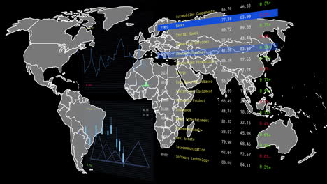 Animation-of-financial-data-processing-over-world-map