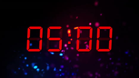 animación de cambio de temporizador digital rojo con luces de punto sobre fondo negro