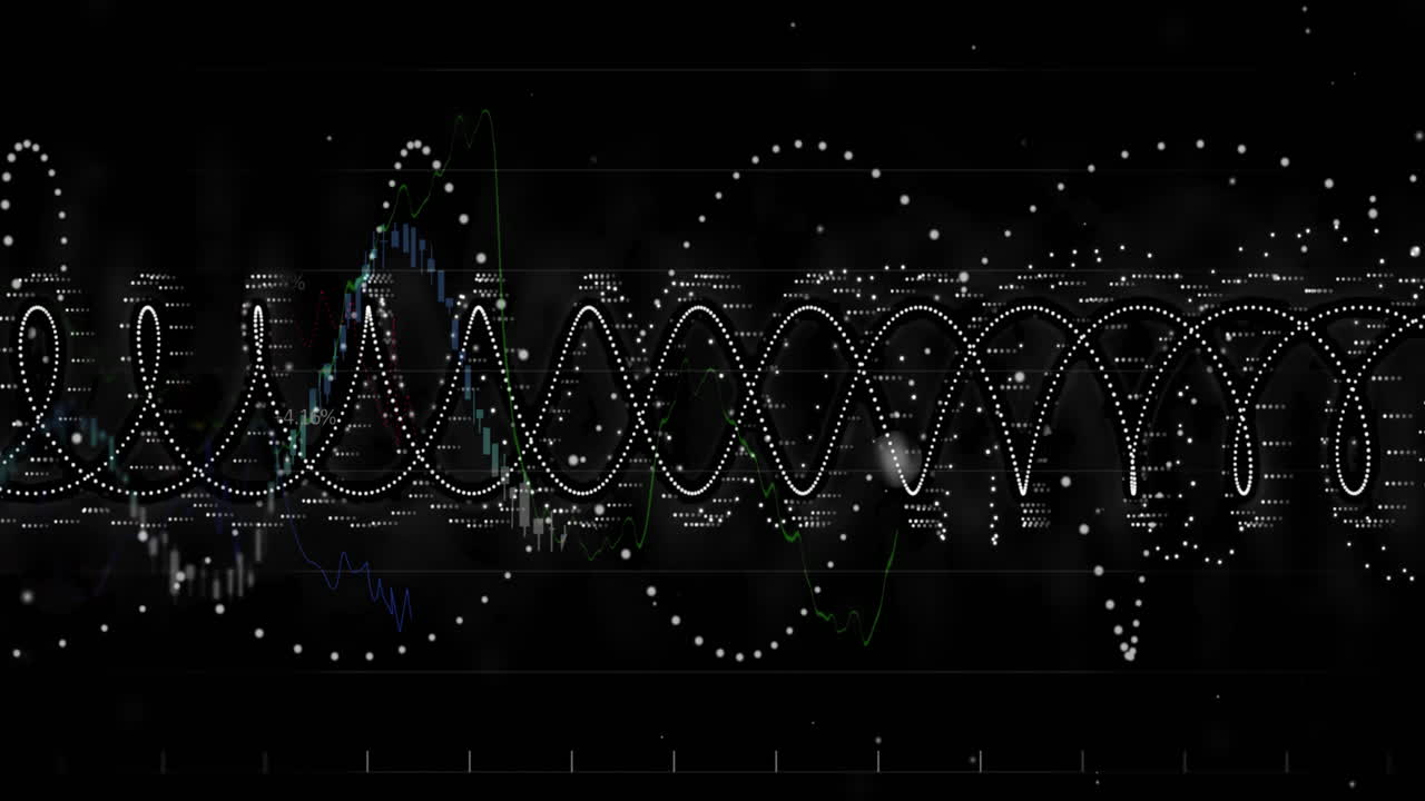 어두운 배경 위의 디지털 데이터 처리의 애니메이션