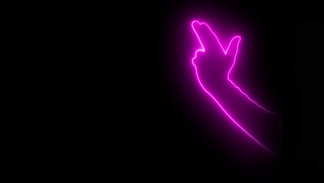 neonlight pink hand gestures a pistol and shoots