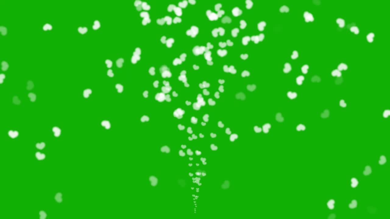 녹색 화면 배경으로 색 하트 스트림 모션 그래픽