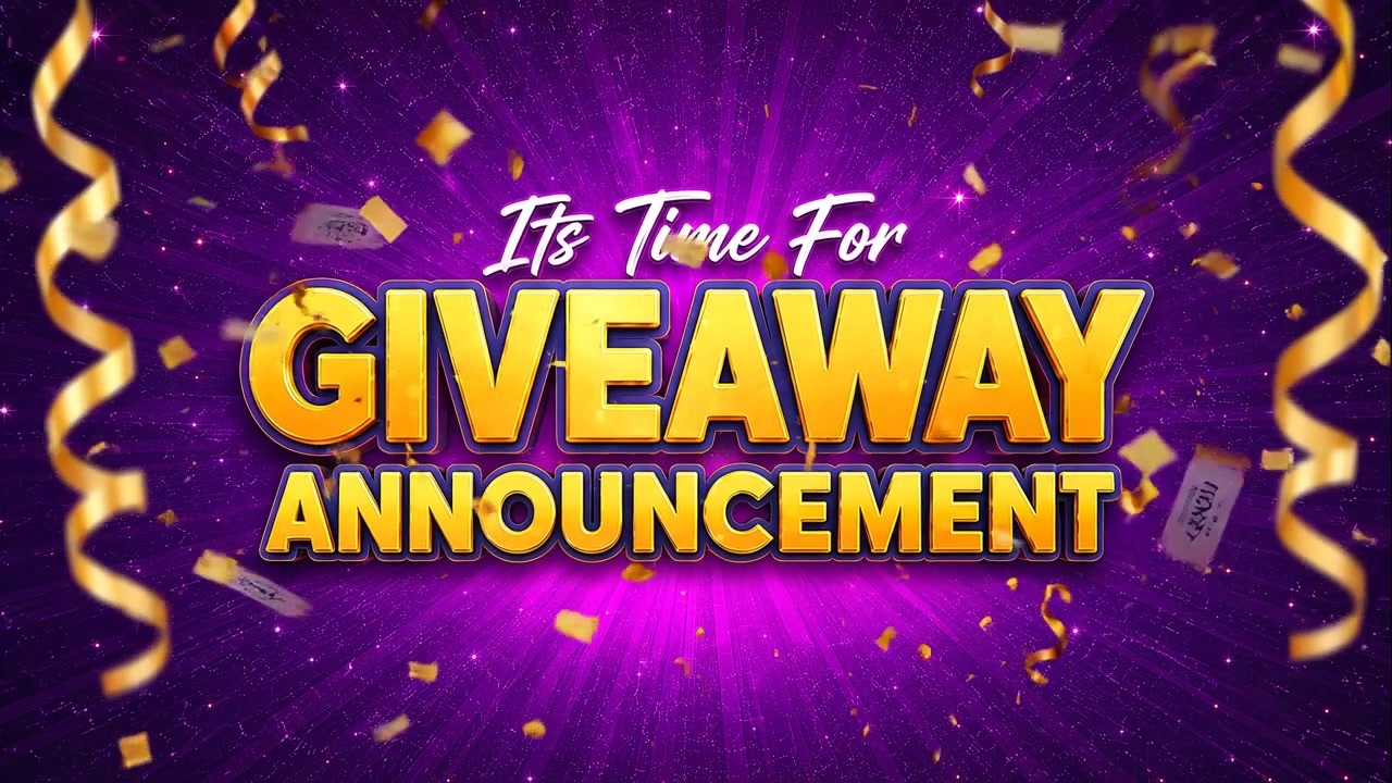 It's Time for Giveaway Announcement Motion Graphic with Confetti and Tickets