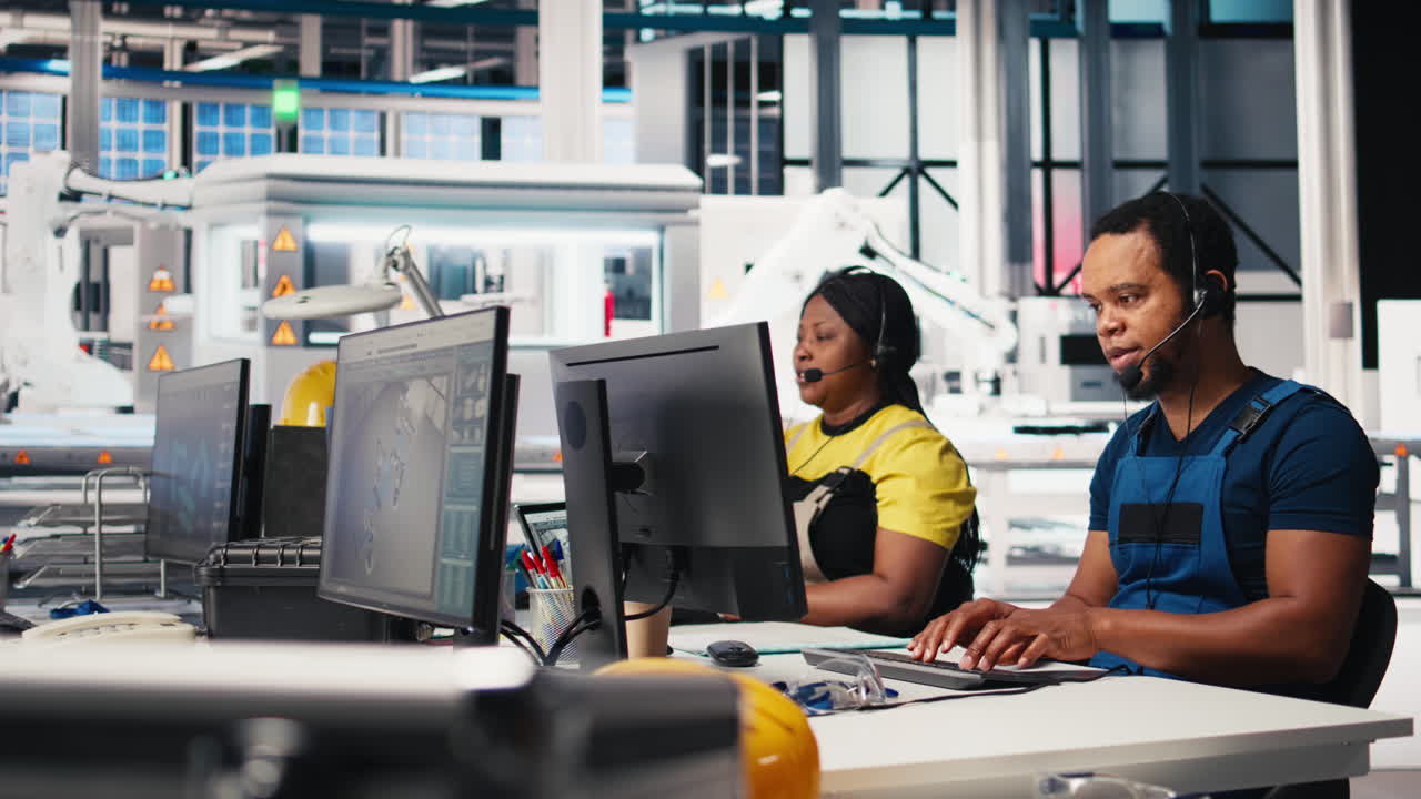 Vertical Video Call center technician handling maintenance inquiries in solar factory