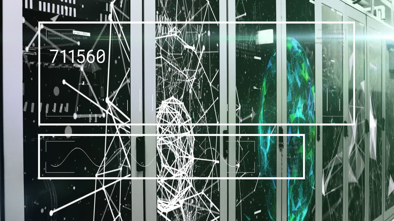 컴퓨터 서버를 통해 데이터 처리의 애니메이션