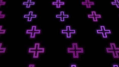 pulsing neon purple plus sign pattern in rows