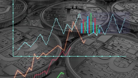 animación del procesamiento de datos financieros sobre bitcoins de plata