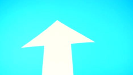 cropped of big white arrow, isolated on blue studio background