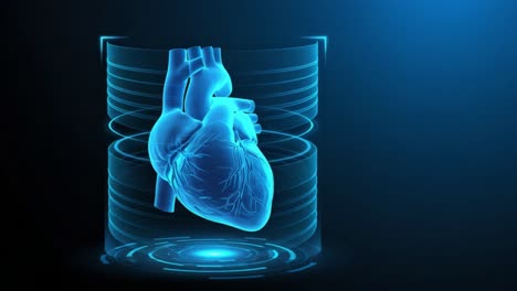 a stunning visual representation of a heart in a digital environment, showcasing intricate details of cardiac anatomy with an eye-catching blue glow