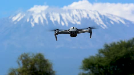 Drone-view,-Africa-peak,-highest-mountain,-Amboseli-wildlife