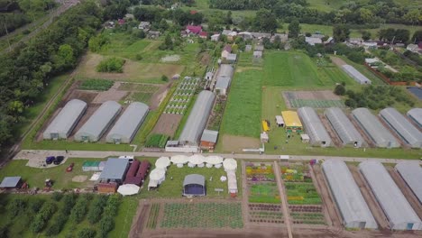 aerial view of rural agricultural community event